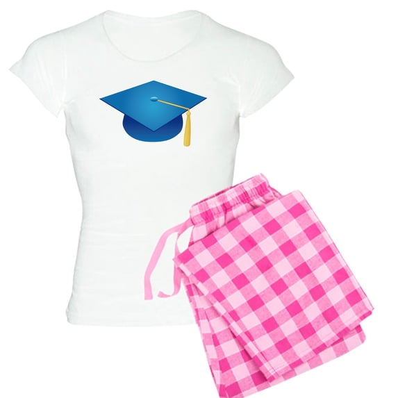 CafePress - Blue Graduation Cap Women's Light Pajamas - Women's Short Sleeve Print T-Shirt and Pants Light Cotton Pajama Set