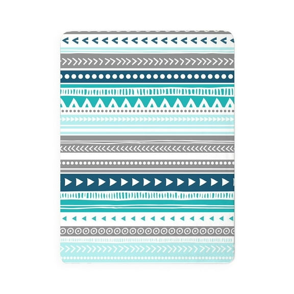 CafePress - Blue Grey Tribal Vintage Stripes - Large Sherpa Fleece Throw Blanket 80" x 60"