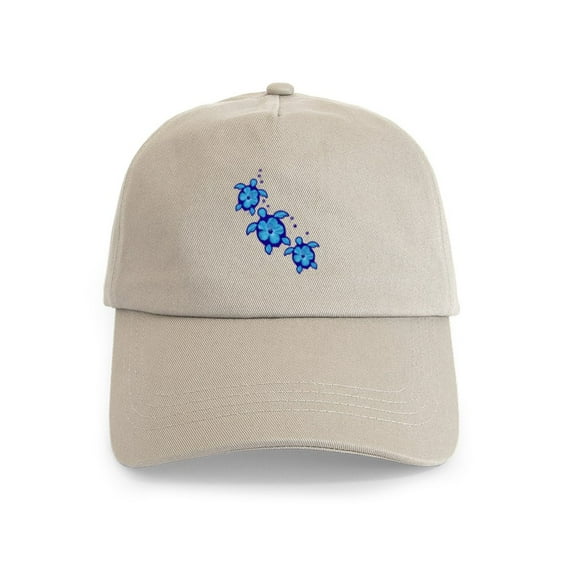 CafePress - Blue Hibiscus Honu Turtles - Adjustable 100% Brushed Unisex Casual Cotton Baseball Cap, Beige, 1