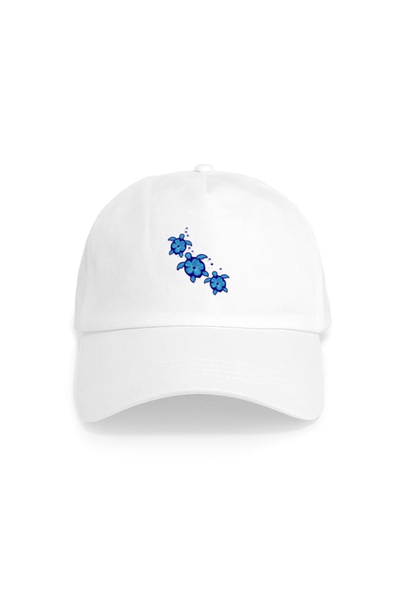 - Blue Hibiscus Honu Turtles - Adjustable 100% Brushed Unisex Casual Cotton Baseball Cap, Beige, 1