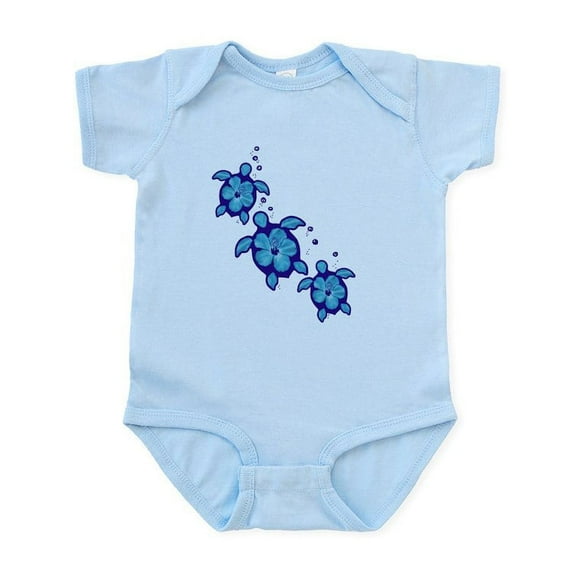 CafePress - Blue Hibiscus Honu Turtles Body Suit - Baby Light Bodysuit, Size Newborn - 24 Months
