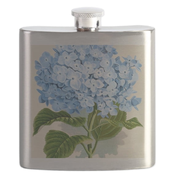 CafePress - Blue Hydrangea Flowers Flask - Stainless Steel Flask, 6oz Drinking Flask
