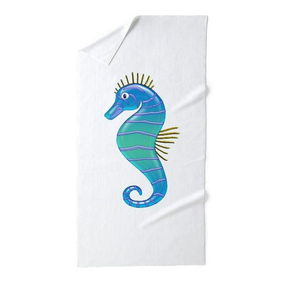 CafePress - Blue Lavender Stained Glass Seahorse - Large Beach Towel, Soft 30"x60" Towel with Unique Design