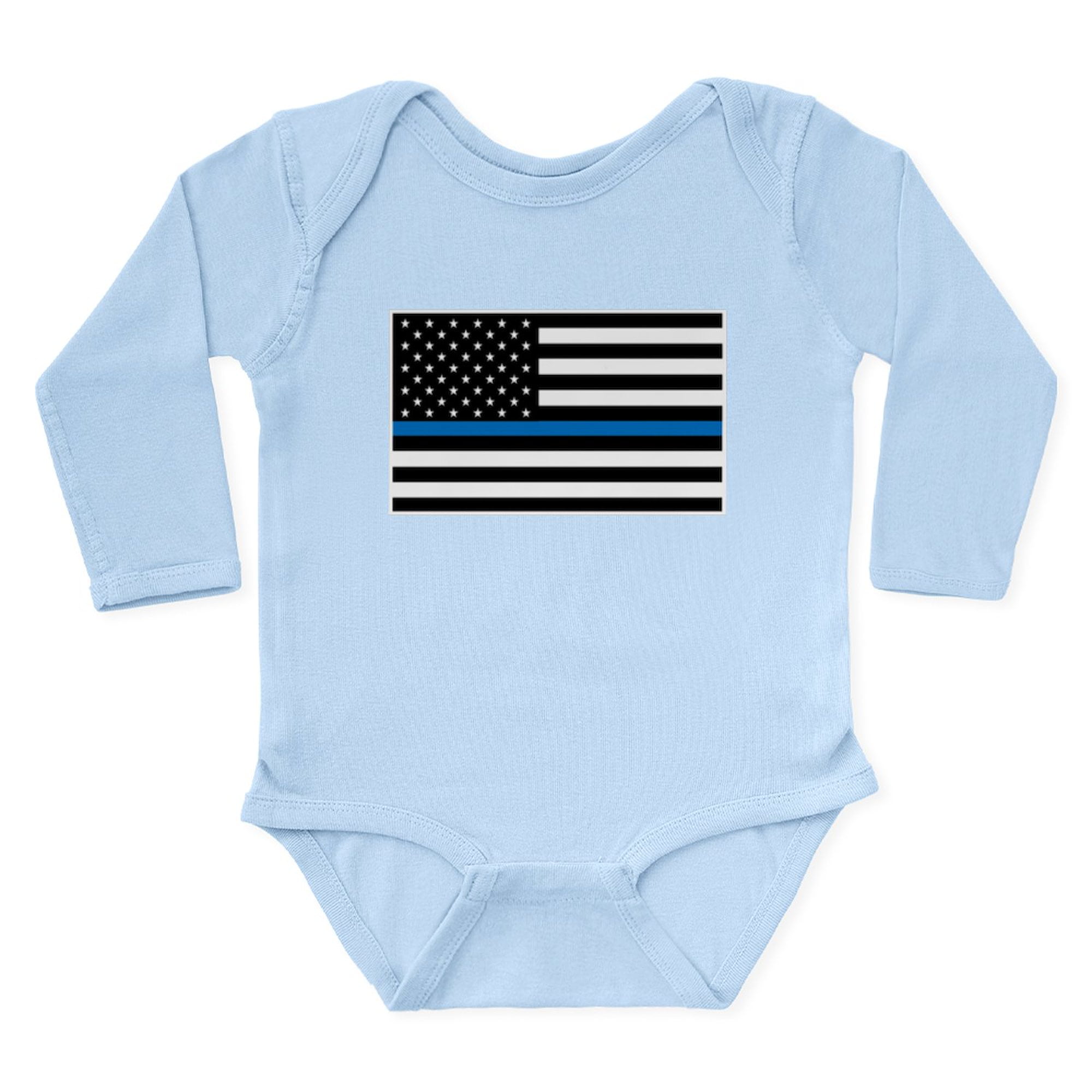 CafePress - Blue Line Onesie Body Suit - Long Sleeve Cotton Baby Bodysuit