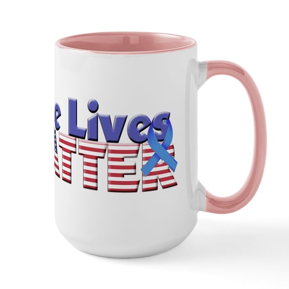 CafePress - Blue Lives Matter Ceramic Mug - 15 oz Ceramic Large White Novelty Mug