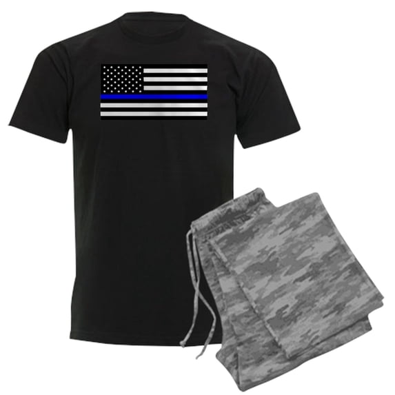CafePress - Blue Lives Matter Flag Men's Dark Pajamas - Men's Dark Loose Fit Cotton Pajama Set