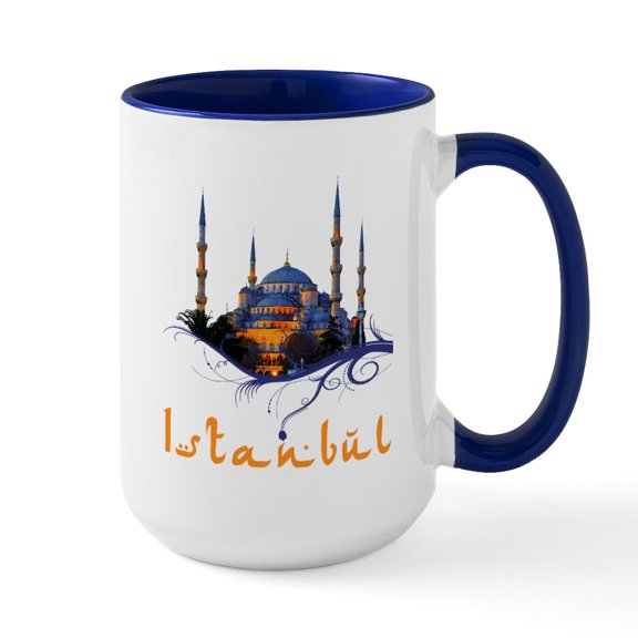 CafePress - Blue Mosque Istanbul Mugs - 15 oz Ceramic Large White Novelty Mug