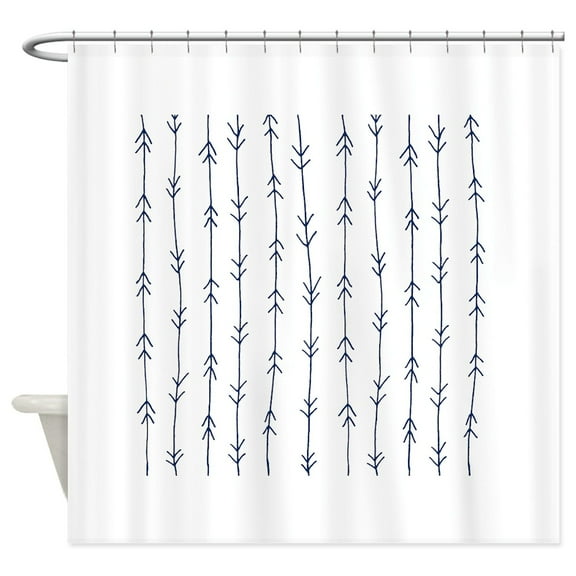 CafePress - Blue, Navy: Arrow Pattern - Unique Fabric Shower Curtain 70" x 72"