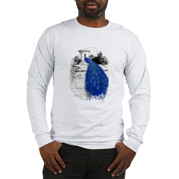 CafePress - Blue Peacock Long Sleeve T Shirt - Unisex Cotton Long Sleeve T-Shirt