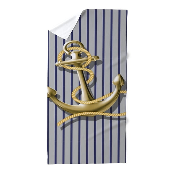 CafePress - Blue Pin Stripes Beach Anchor - Large Beach Towel, Soft 30"x60" Towel with Unique Design