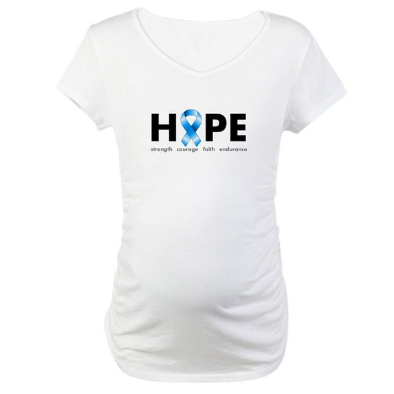 CafePress - Blue Ribbon Hope Maternity T Shirt - Cotton Maternity T-shirt, Cute & Funny Pregnancy Tee