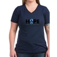 thumbnail image 1 of CafePress - Blue Ribbon Hope T Shirt - Women's V-Neck Dark T-Shirt, 1 of 1