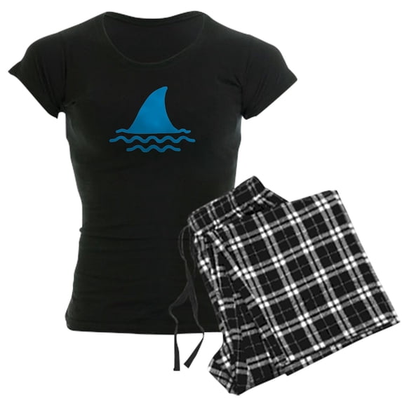 CafePress - Blue Shark Fin Women's Dark Pajamas - Women's Short Sleeve Print T-Shirt and Pants Dark Cotton Pajama Set