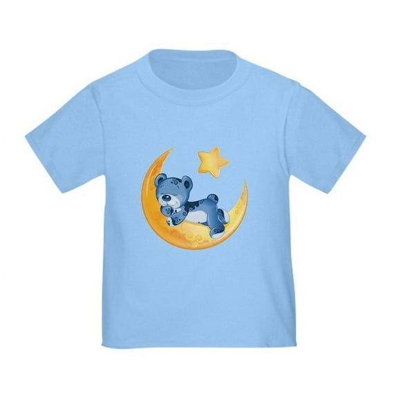 CafePress - Blue Sleepy Teddy On Moon Toddler T Shirt - Cute Toddler T-Shirt, 100% Cotton