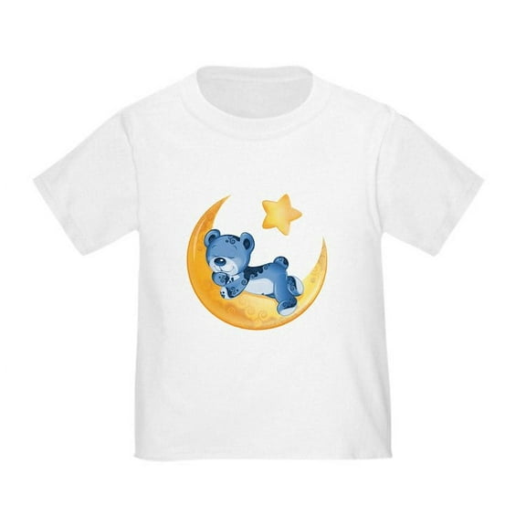 CafePress - Blue Sleepy Teddy On Moon Toddler T Shirt - Cute Toddler T-Shirt, 100% Cotton