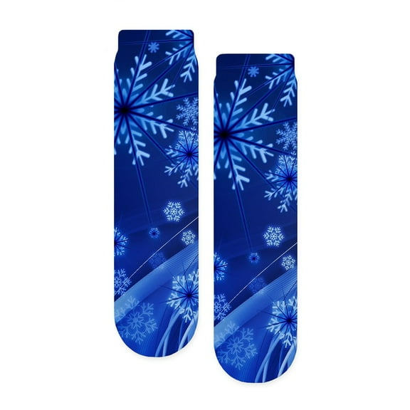 CafePress - Blue Snowflakes - Unisex Novelty Printed Crew Adult Socks