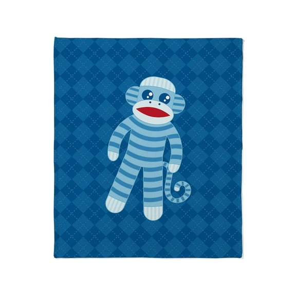 CafePress - Blue Sock Monkey Throw Blanket - Soft Fleece Throw Blanket, 50"x60" for All Ages