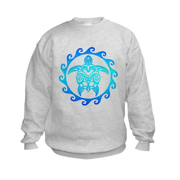 CafePress - Blue Tribal Turtle Sun Sweatshirt - Kids Sweatshirt, Youth Crew Neck Sweatshirt