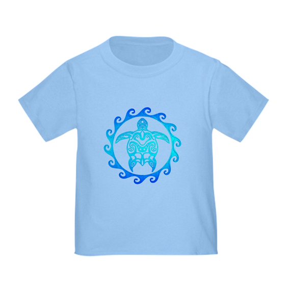 CafePress - Blue Tribal Turtle Sun T Shirt - Cute Toddler T-Shirt, 100% Cotton