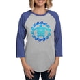 thumbnail image 1 of CafePress - Blue Tribal Turtle Sun - Womens Baseball Tee, 1 of 4