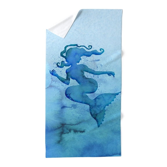 CafePress - Blue Watercolor Mermaid - Large Beach Towel, Soft 30"x60" Towel with Unique Design