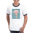 thumbnail image 1 of CafePress - Blue White Bold Stripes Hand Drawn Jellyfish T Shi - 100% Cotton Ringed T-Shirt, 1 of 4