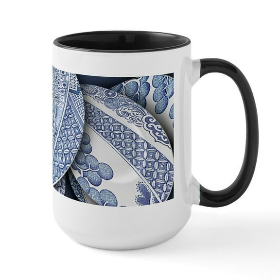 CafePress - Blue Willow Large Mug - 15 oz Ceramic Large White Novelty Mug