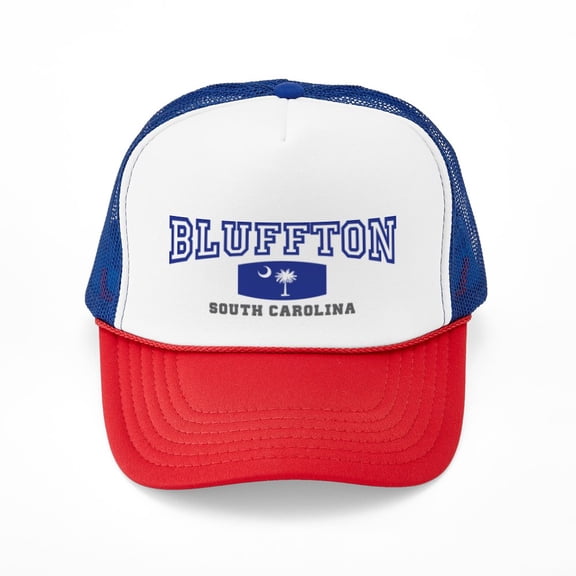 CafePress - Bluffton South Carolina, Palmetto State Flag Truck - Adjustable Unisex Printed Trucker Hat with Mesh Back