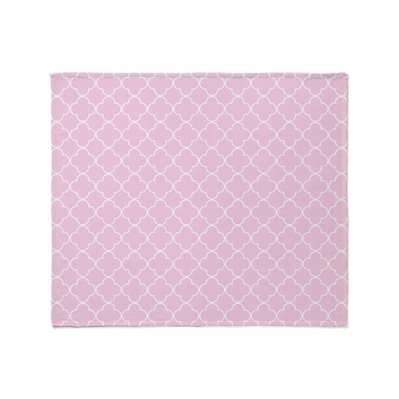 CafePress - Blush White Quatrefoil Bg R Throw Blanket - Soft Fleece Throw Blanket, 50"x60" for All Ages