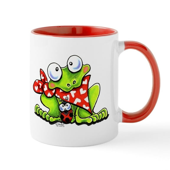 CafePress - Blushing Frog Mug - 11 oz Ceramic Mug - Novelty Coffee Tea Cup