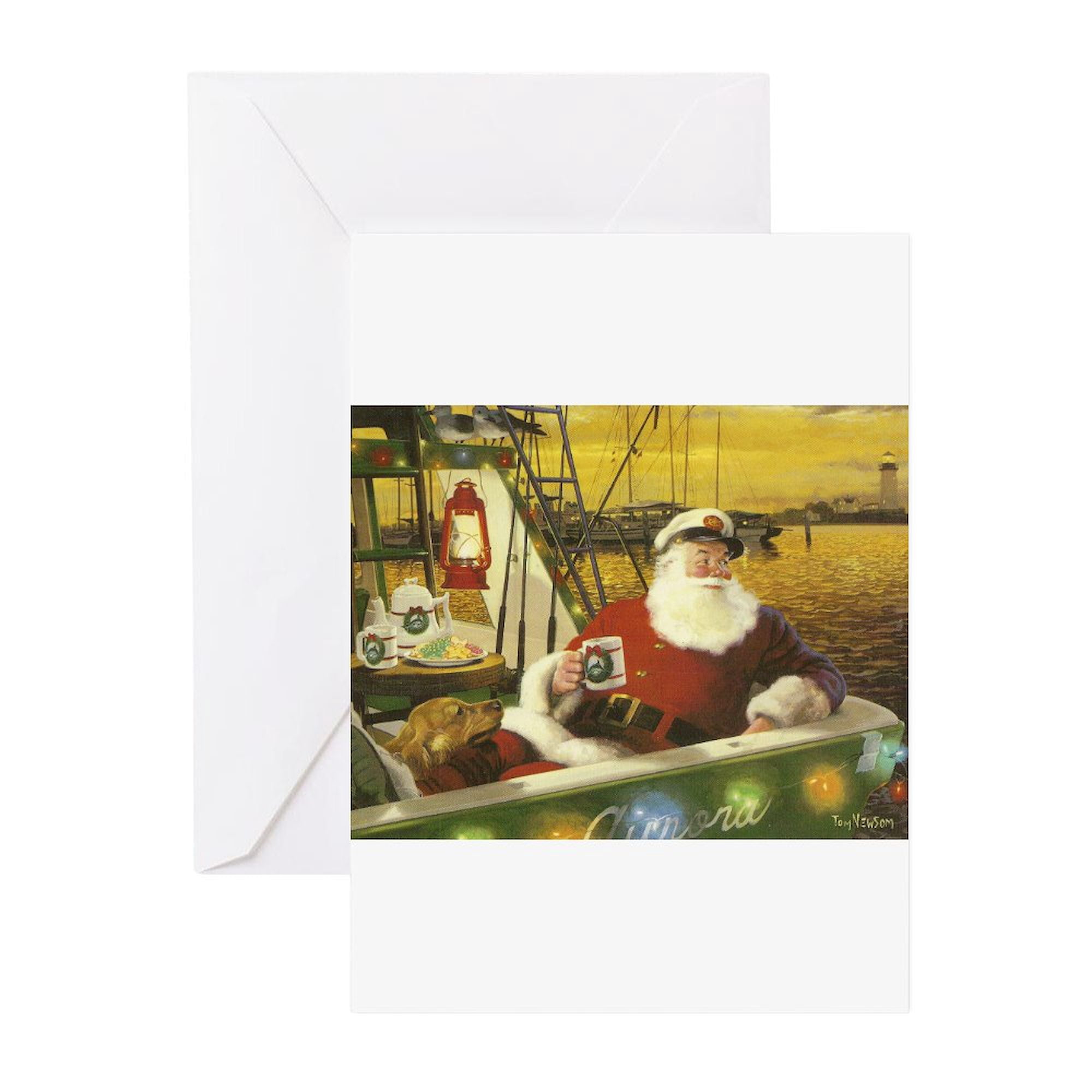 CafePress - Boat Santa - Greeting Card (20-pack), Note Card with Blank ...