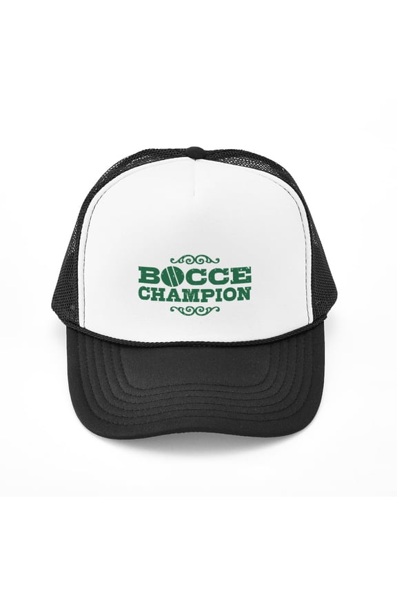 - Bocce Champion - Adjustable Unisex Printed Trucker Hat with Mesh Back