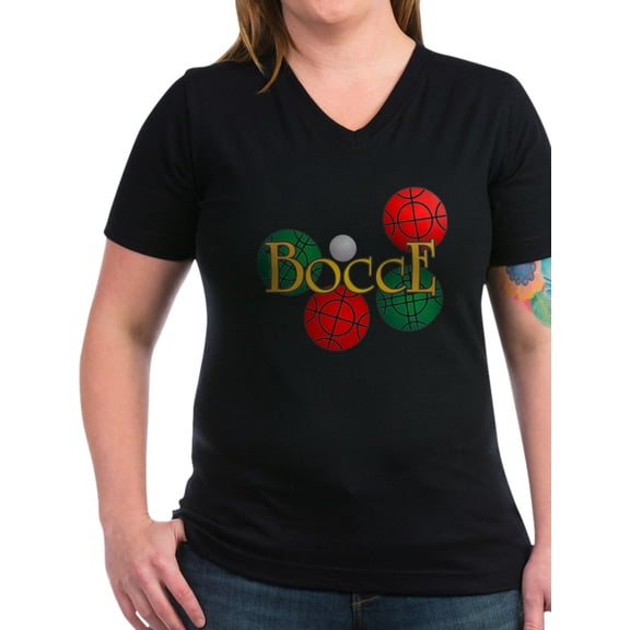 CafePress - Bocce Women's V Neck Dark T Shirt - Women's V-Neck Dark T-Shirt