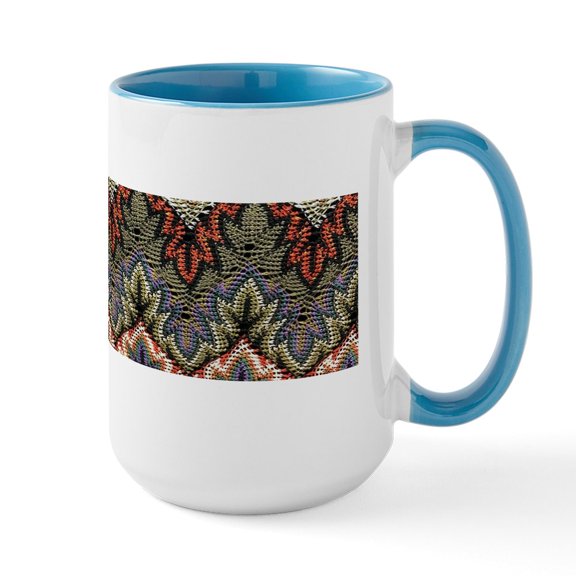 CafePress - Bohemian Floral Tribal Pattern Mugs - 15 oz Ceramic Large White Novelty Mug