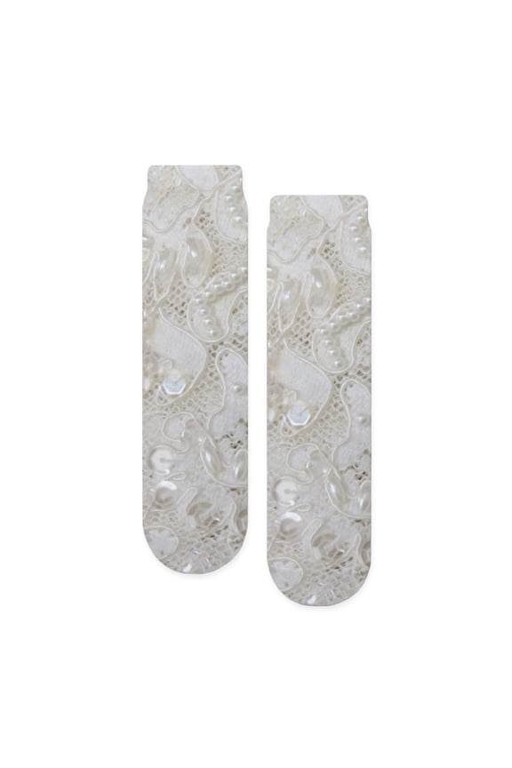 - Boho Chic French Lace - Unisex Novelty Printed Crew Adult Socks