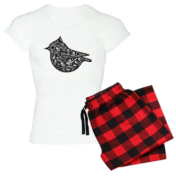 CafePress - Boho Minimalist Bird Pajamas - Women's Short Sleeve Print T-Shirt and Pants Light Cotton Pajama Set