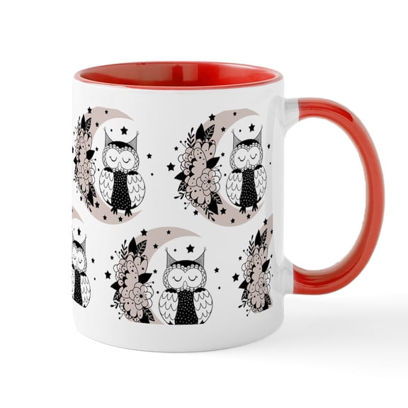 CafePress - Boho Owl And Moon Gothic 11 Oz Ceramic Mug - 11 oz Ceramic Mug - Novelty Coffee Tea Cup