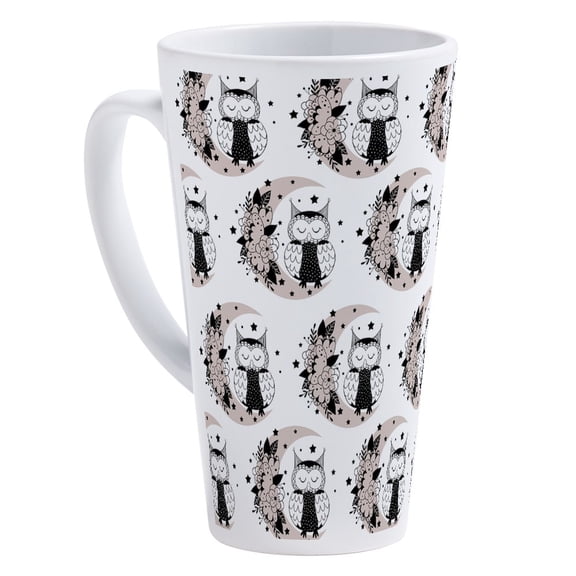 CafePress - Boho Owl And Moon Gothic 17 Oz Latte Mug - 17 Oz White Ceramic Latte Mug
