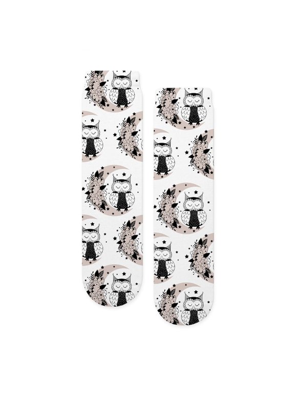 - Boho Owl And Moon Gothic - Unisex Novelty Printed Crew Adult Socks