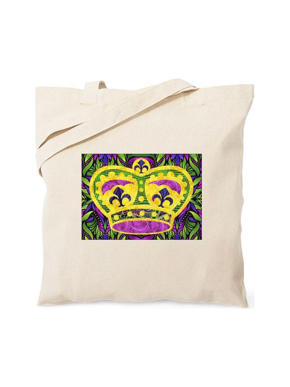 - Bon Temps Rouler Mardi Gras Crown Tote Bag - Unisex Canvas Tote Bag, Beige, 1-Piece