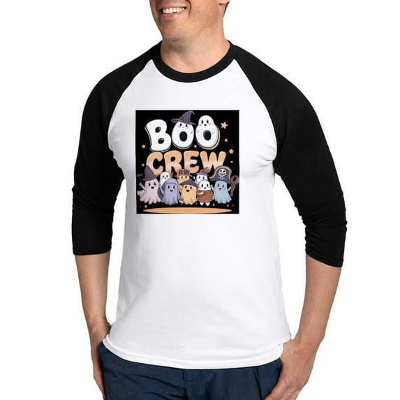 CafePress - Boo Crew Halloween T Shirt - Cotton Baseball Jersey, 3/4 Raglan Sleeve Shirt