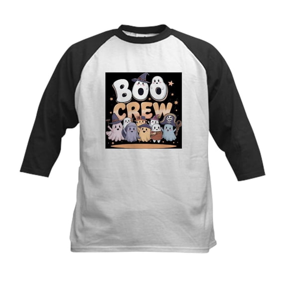 CafePress - Boo Crew Halloween T Shirt Kids Baseball T Shirt - Kids Cotton Baseball Jersey, 3/4 Sleeve Shirt