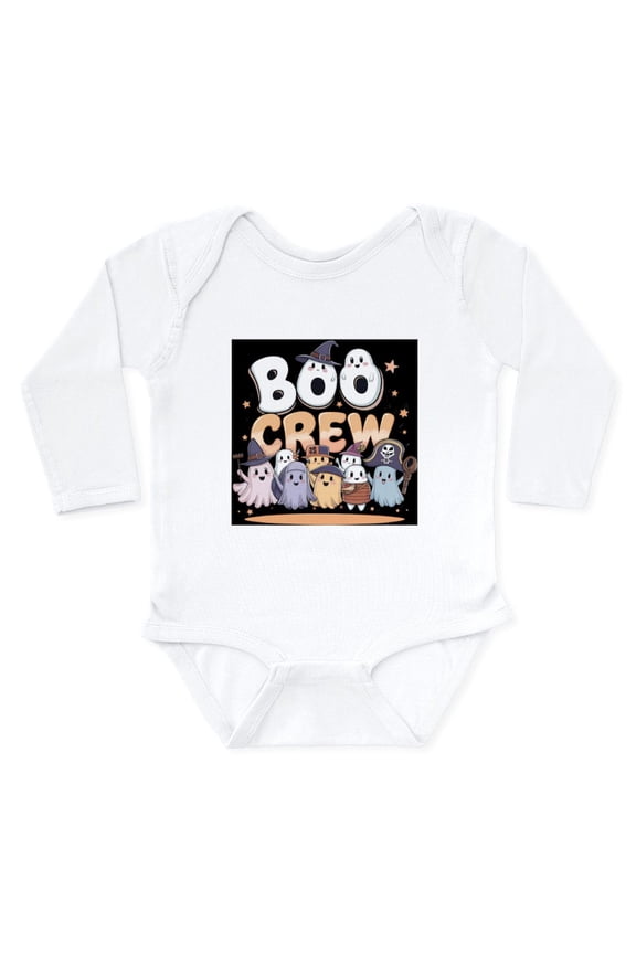 - Boo Crew Halloween T Shirt - Long Sleeve Cotton Baby Bodysuit