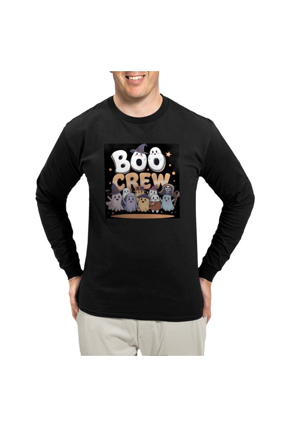 - Boo Crew Halloween T Shirt Men's Long Sleeve T Shirt - Long Sleeve Dark T-Shirt