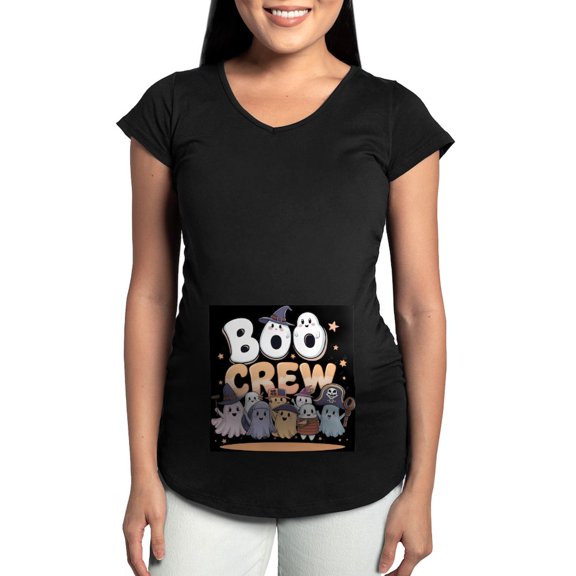 CafePress - Boo Crew Halloween T Shirt Women's Maternity T Shirt - Maternity Dark T-Shirt