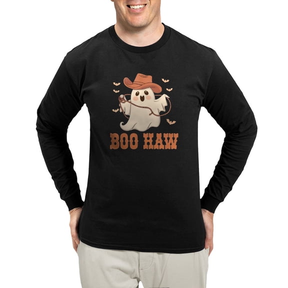 CafePress - Boo Haw: Playful Ghostly Design Men's Long Sleeve T Shirt - Long Sleeve Dark T-Shirt