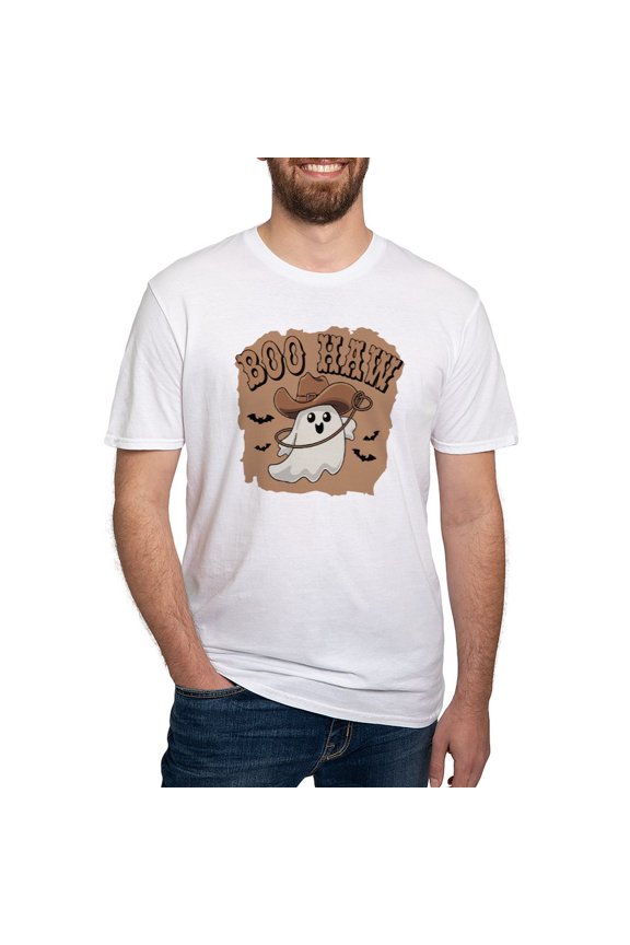 - Boo Haw: Spooky Meets Country Vibes Men's Classic T Shirt - Fitted T-Shirt, Vintage Fit Soft Cotton Tee