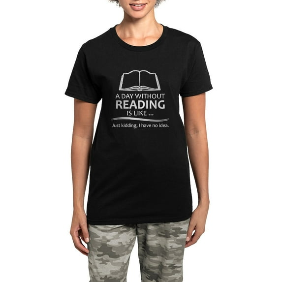 CafePress - Book Lover Gifts A Day Without Reading Is Like.. - Women's Short Sleeve Print T-Shirt and Pants Dark Cotton Pajama Set