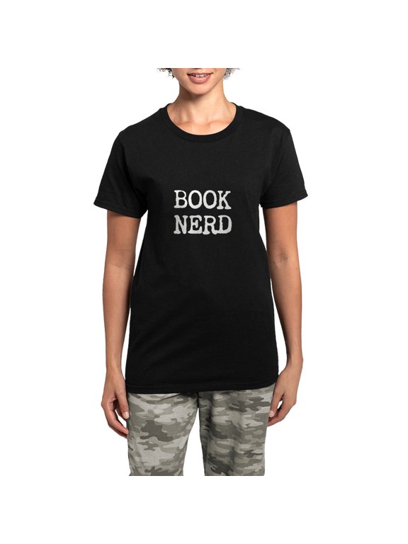 - Book Nerd Women's Dark Pajamas - Women's Short Sleeve Print T-Shirt and Pants Dark Cotton Pajama Set