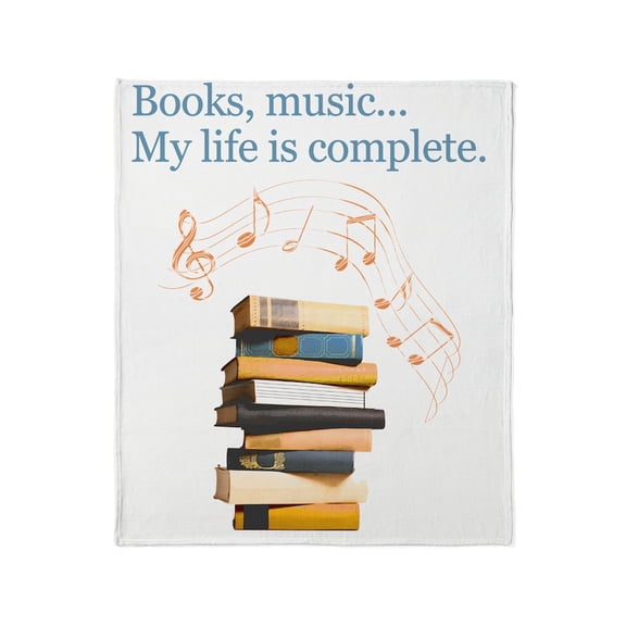 CafePress - Books And Music Throw Blanket - Soft Fleece Throw Blanket, 50"x60" for All Ages